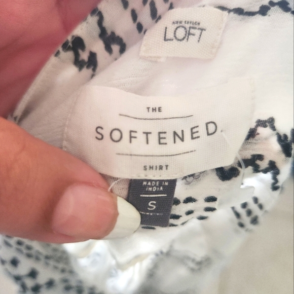White Boho Losefitted Shirt Anne Taylor Loft - Picture 6 of 6